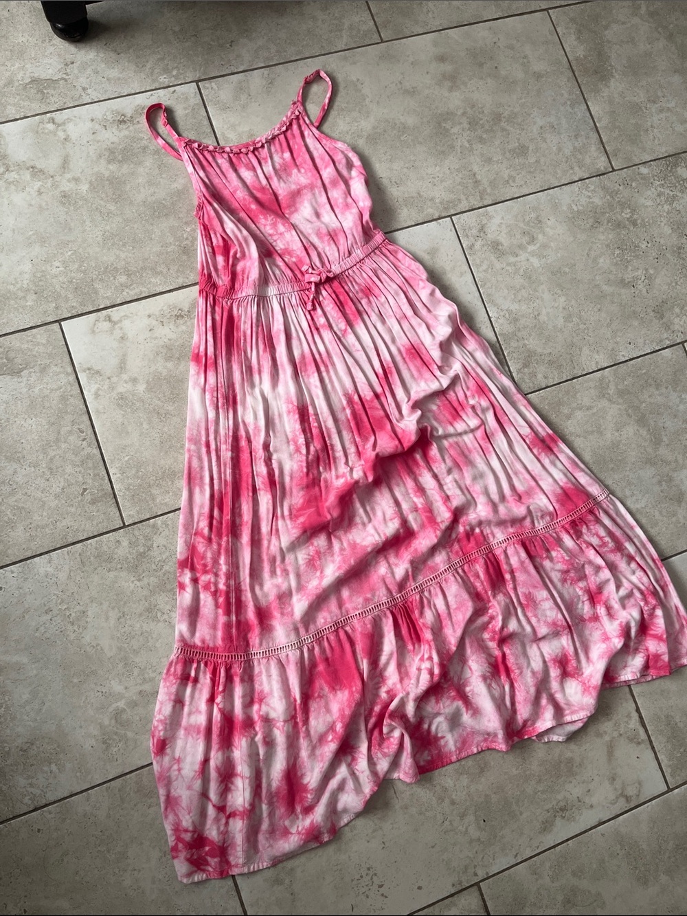 Cat & Jack Pink Tie-Dye Spaghetti Strap Maxi Dress